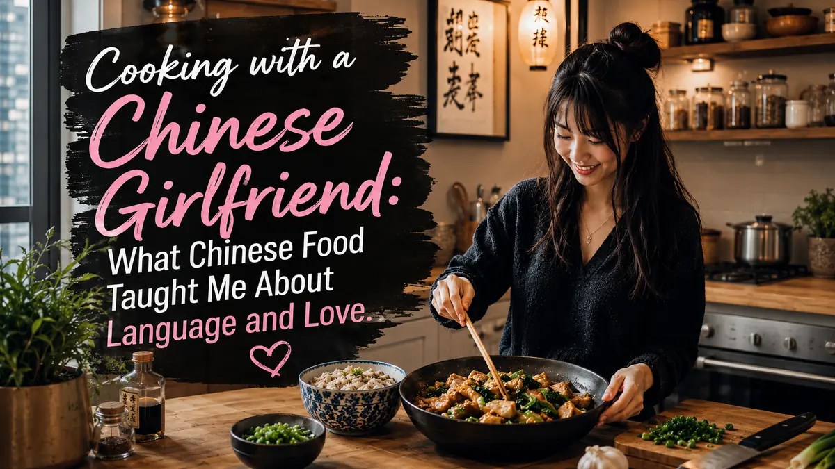 Cooking with a Chinese Girlfriend featuring a young Chinese woman stirring food in a wok